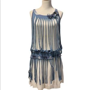 Farinelli | White & Blue Funky Cut Out Long Top